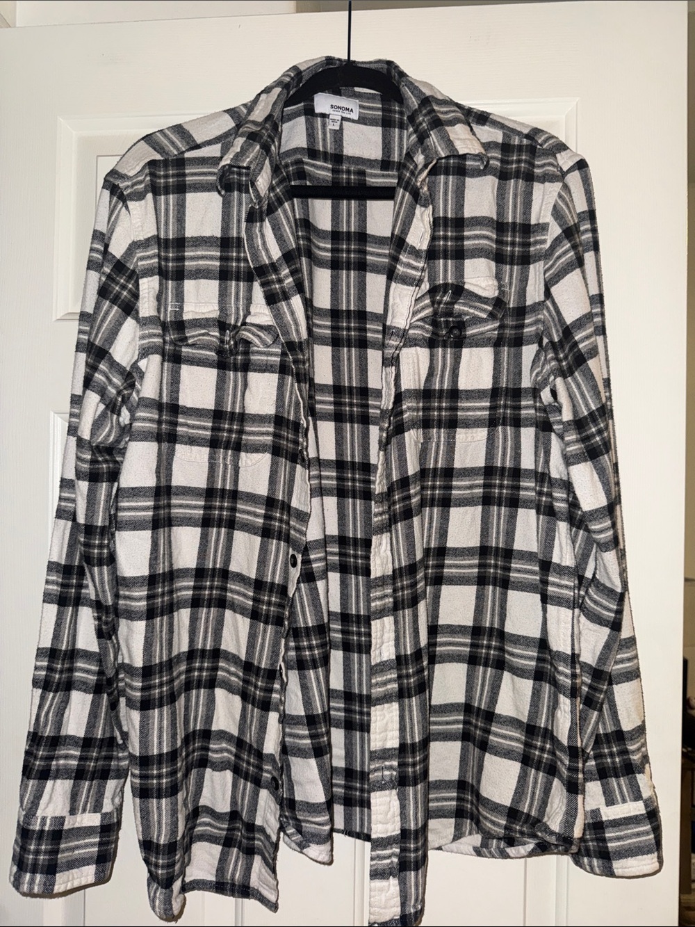 Sonoma Black and White Plaid Utility Shirt Jacket